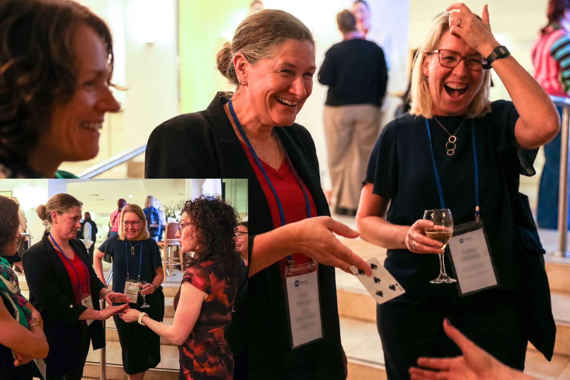 Jordana Borensztajn performing close-up card magic for guests